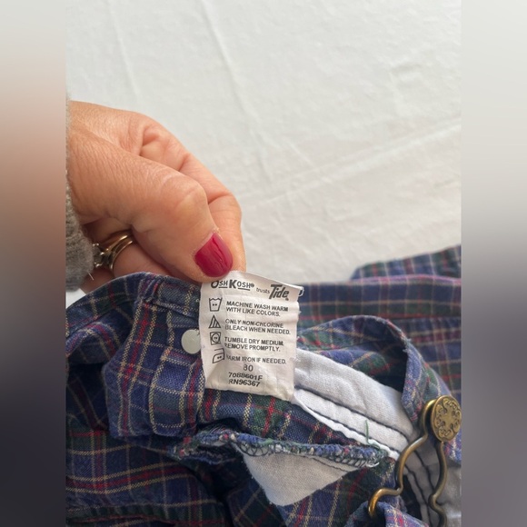 Vintage OshKosh B'gosh Multicolor Plaid Overalls 18months leg snap closure - Picture 9 of 11